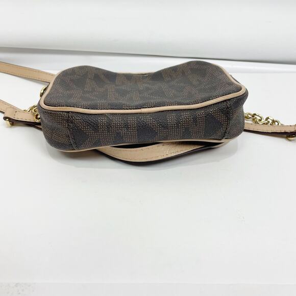 Michael Kors Women's Monogram Logo Crossbody Bag Brown Small - Picture 4 of 9